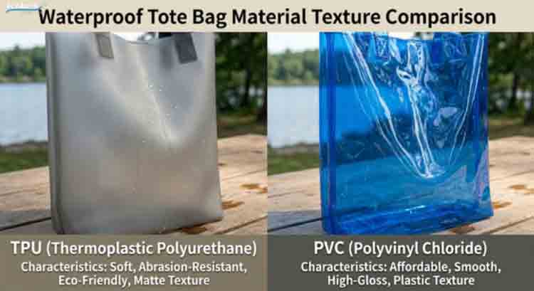TPU vs PVC waterproof duffel bag material comparison side by side