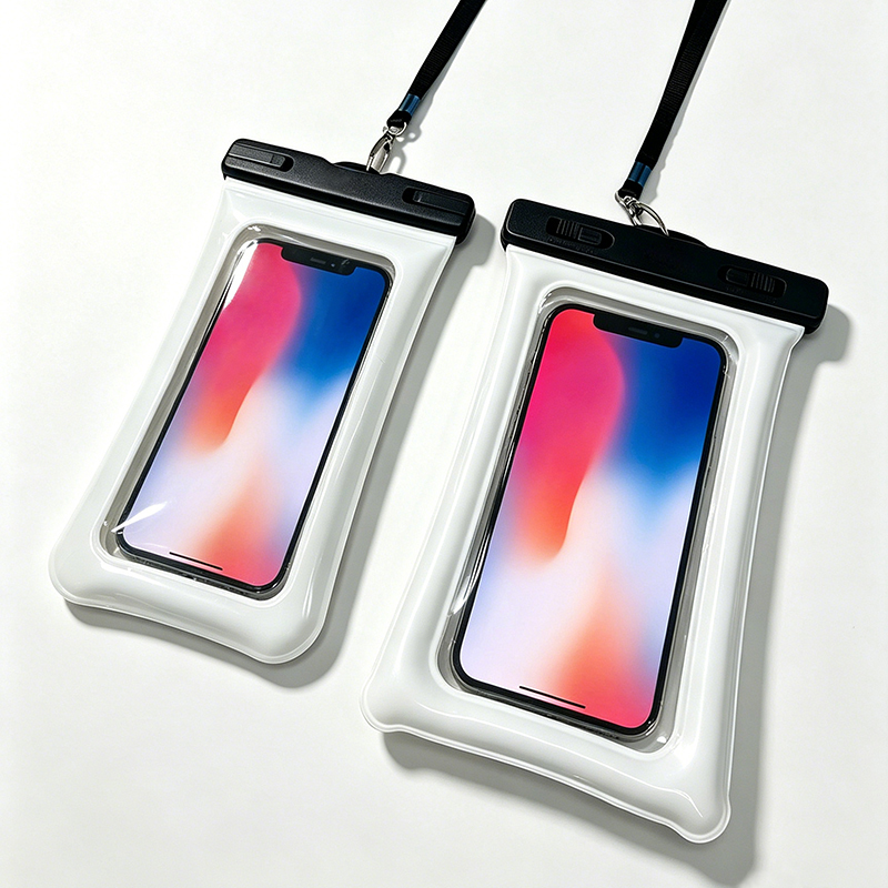 Size comparison between small and large waterproof phone pouch