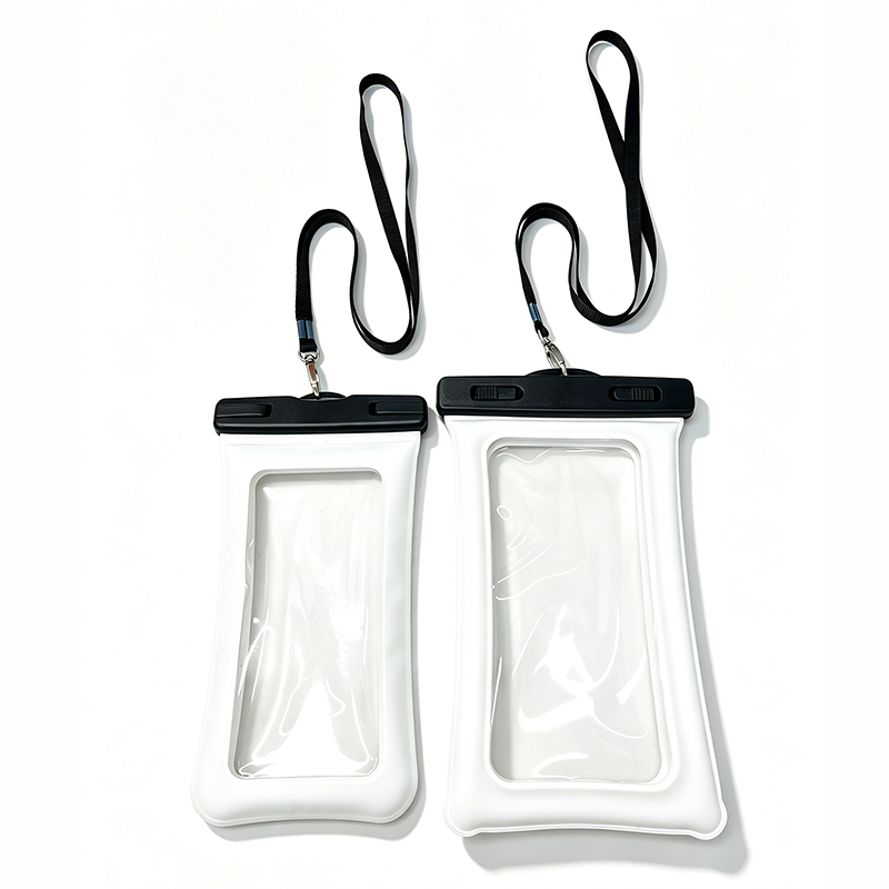 SEALOCK IPX8 universal waterproof phone pouch available in two sizes with transparent touch-screen window and adjustable neck strap