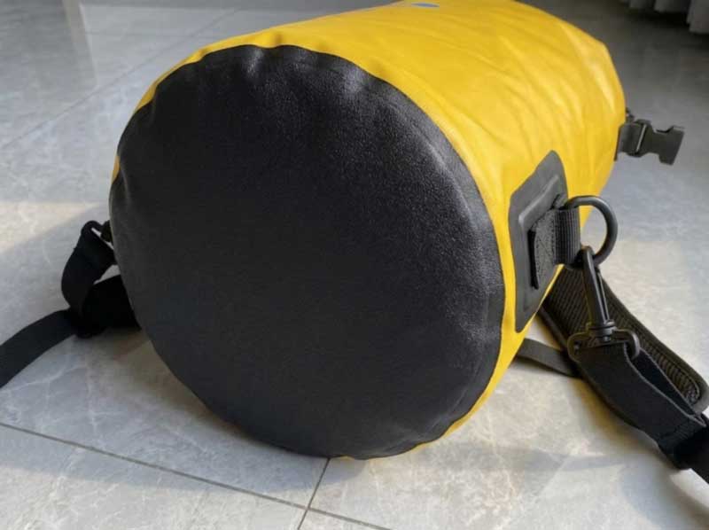 einforced base and welded strap anchor patch on a large dry bag